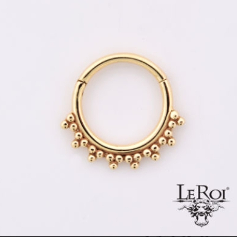 LeRoi Single Clicker Hinge Ring 16g 1/4" Yellow Gold